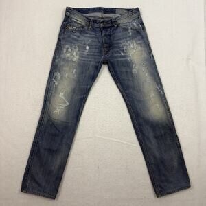 DIESEL Mens Jeans Blue Eyecons 2013/2 Edition Wayke Distressed Denim Size 31